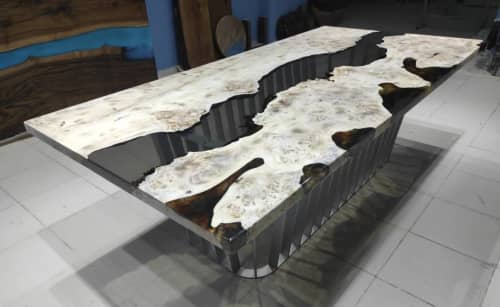 Poplar Tree, Smoke Epoxy Dining Table, River Kitchen Table | Tables by LuxuryEpoxyFurniture. Item composed of wood and synthetic