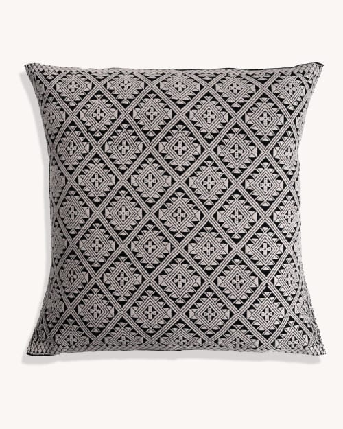 Zuma Handwoven Brocade Cushion Cover (BLK & WHT) | Pillows by Routes Interiors. Item made of cotton compatible with boho and eclectic & maximalism style