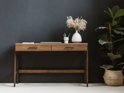 Mid Century Modern desk with drawers, Desk for Office | Tables by Plywood Project. Item composed of wood in minimalism or mid century modern style