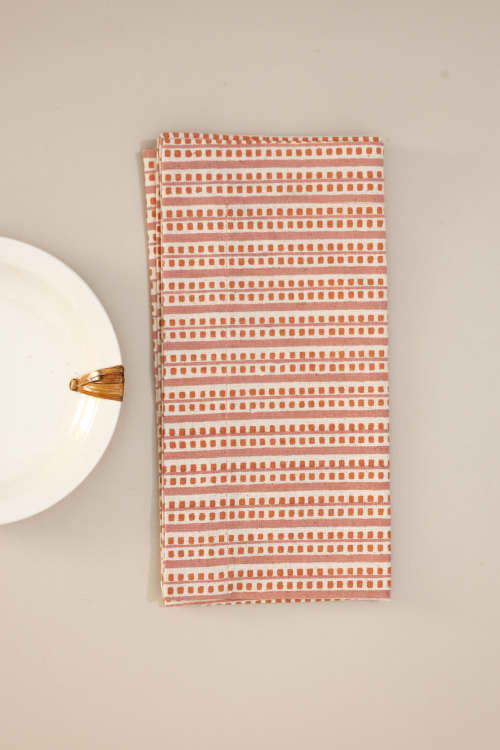 Blush Piano Block Print Napkins, Set of 4 | Linens & Bedding by Ninéh