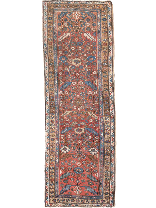 LOVELY Narrow Antique Heriz Runner| Soft Rust, Camel, French | Runner Rug in Rugs by The Loom House. Item made of fabric & fiber