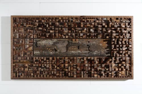 Central Park cityscape 56"x29" wood wall sculpture | Wall Hangings by Craig Forget. Item made of oak wood works with mid century modern & contemporary style