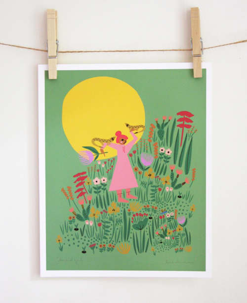 Lizard Girl Print | Prints by Leah Duncan. Item composed of paper in mid century modern or contemporary style