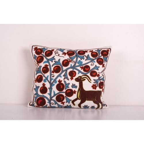 Suzani Pillow Cases Fashioned from a Vintage Suzani, Deer Pi | Cushion in Pillows by Vintage Pillows Store