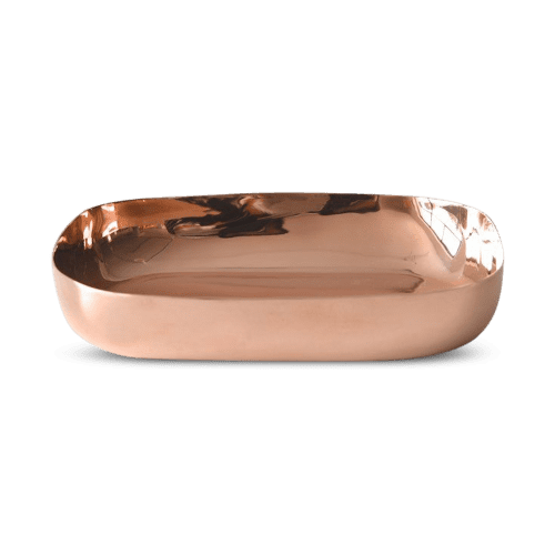 Sculpt Medium Platter In Copper | Serveware by Tina Frey. Item composed of brass