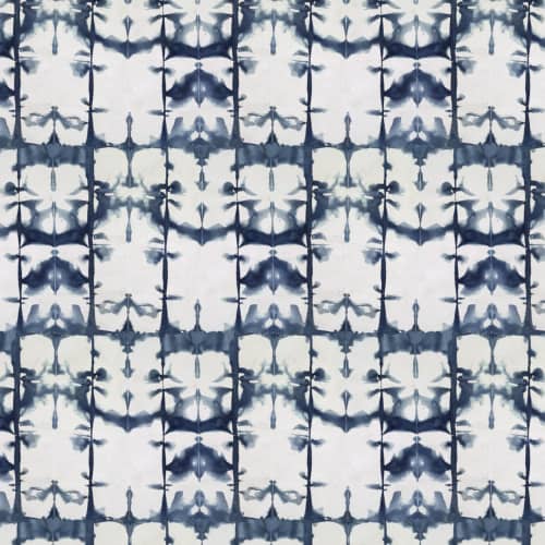 Itajime, Midnight | Fabric in Linens & Bedding by Philomela Textiles & Wallpaper. Item composed of linen