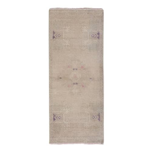 1970s Turkish Hand-Knotted Wool Small Rug | Area Rug in Rugs by Vintage Pillows Store. Item composed of wool and fiber