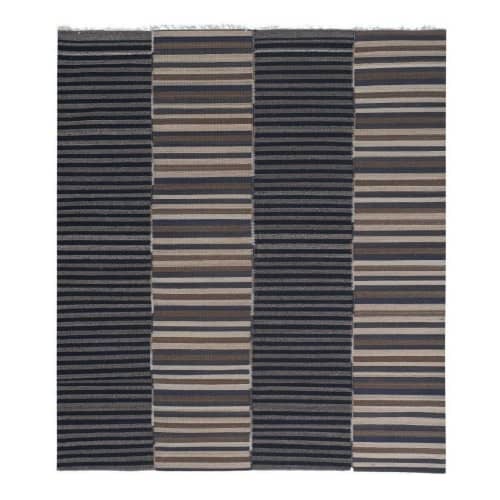 Large Striped Wool Kilim From Central Anatolia, Mid-20th | Area Rug in Rugs by Vintage Pillows Store. Item made of cotton with fiber