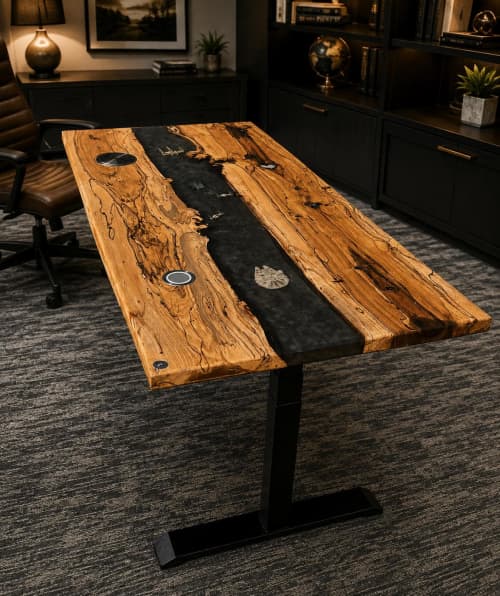 Custom Desk with Wireless Charging | Tables by Pelican State Woodworks
