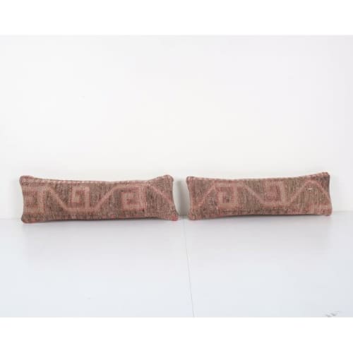 Oushak Rug Lumbar Pillow, Pair Brown Vintage Traditional Car | Cushion in Pillows by Vintage Pillows Store