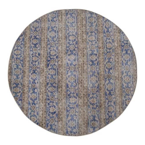 Vintage Organic Wool Round Turkish Oushak Rug 5'3" X5'3" | Area Rug in Rugs by Vintage Pillows Store. Item composed of cotton and fiber