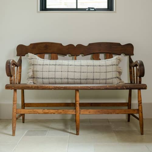 Ivory & Black Grid Remnants of Chanel Lumbar 14x35 | Pillows by Vantage Design