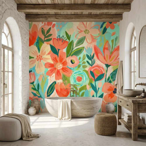 Happy Daisies —  Bold Florals Luxury Wallpaper | Wall Treatments by ELLE WALLS