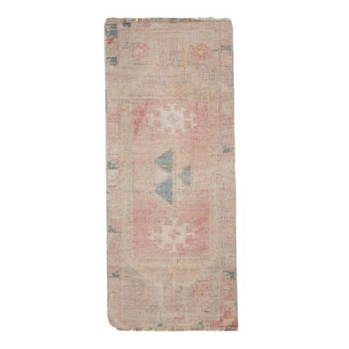 Turkish Small Muted Oushak Rug - Kitchen Rug Mat 1'7" X 3'8" | Area Rug in Rugs by Vintage Pillows Store. Item made of wool with fiber