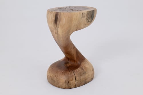 Sculptural Side Table, Stool, Solid Wood, Walnut, Contemporary Design | Tables by Logniture