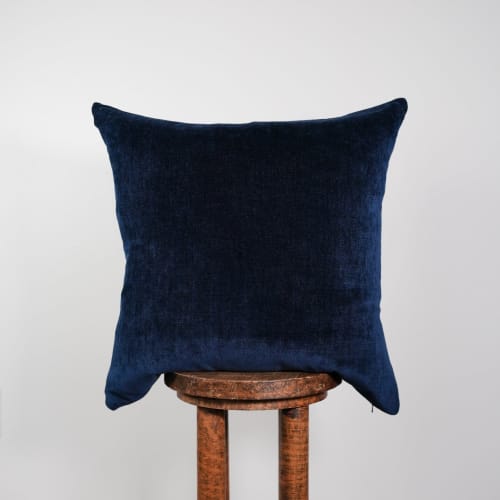 Deep Navy Blue Velvet Pillow 24x24 | Pillows by Vantage Design