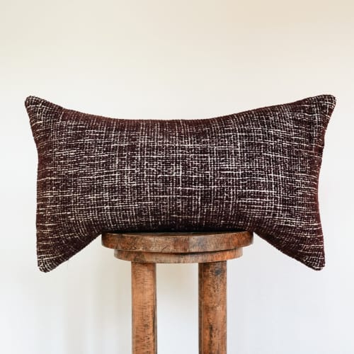 Maroon Tufted on Cream Lumbar 14x24 | Pillow in Pillows by Vantage Design