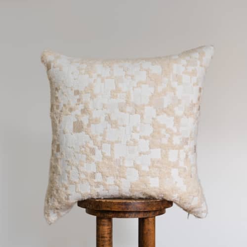 Ivory Woven Geometric Boucle Pillow 22x22 | Pillows by Vantage Design