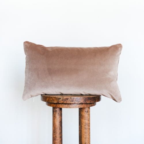 Taupe Velvet Lumbar Pillow 12x20 | Pillows by Vantage Design