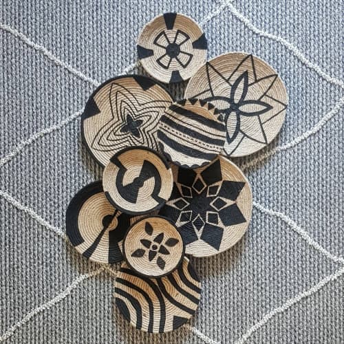 Black Wall Plate Wall Decor | Ornament in Decorative Objects by Sarmal Design. Item made of cotton with synthetic works with boho & contemporary style