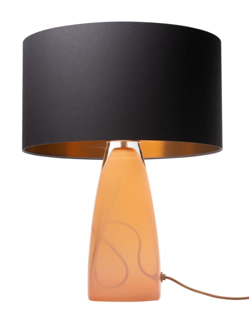 SERAFINA Lamp· Rose Quartz+Charcoal+Copper | Table Lamp in Lamps by LUMi Collection. Item composed of copper and glass