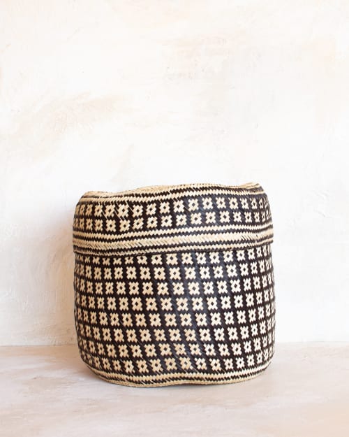 Medium Oaxacan Woven Basket - Black | Storage Basket in Storage by MINNA