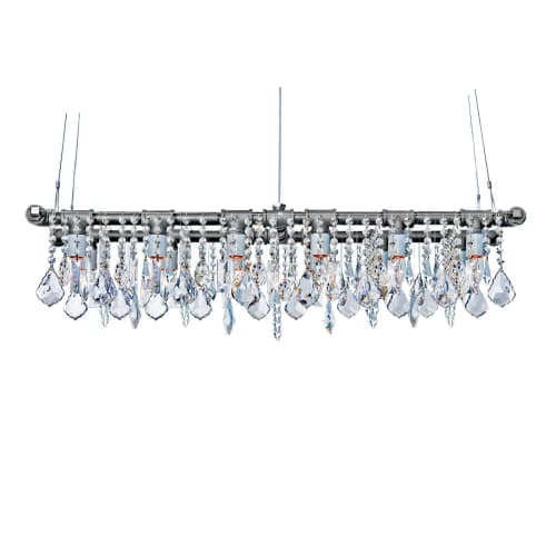 Industrial Banqueting Linear Suspension Blk Steel Chandelier | Chandeliers by Michael McHale Designs. Item composed of metal and glass