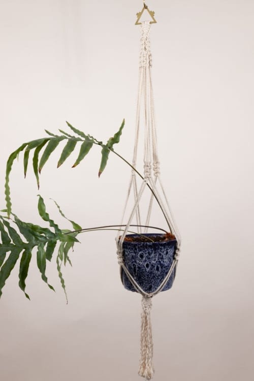 Brass Triangle Plant Hanger | Plants & Landscape by Modern Macramé by Emily Katz. Item made of cotton
