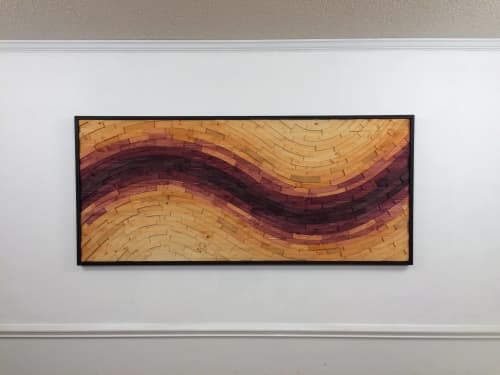 Sunset Streak | Wall Sculpture in Wall Hangings by StainsAndGrains. Item made of wood & metal compatible with contemporary and industrial style