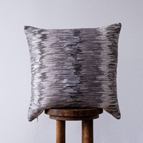 Embroidered Lavender and Charcoal Zig Zag Pillow 20x20 | Pillows by Vantage Design