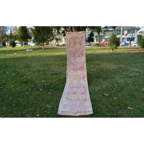Handknotted Faded Turkish Oushak Runner - Stair Carpet | Runner Rug in Rugs by Vintage Pillows Store. Item made of cotton with fiber