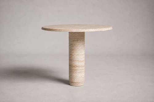 Marylou Travertine Round Table | Dining Table in Tables by HamamDecor LLC