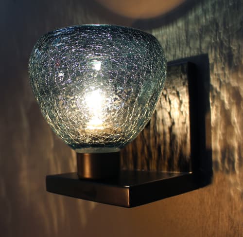 ACQUA Sconce · Peacock Blue Crackle · Recycled Glass | Sconces by LUMi Collection. Item made of glass