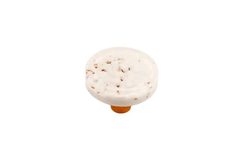 Pebble Gold Fleck White Circle Knob | Hardware by Windborne Studios. Item composed of stone and glass