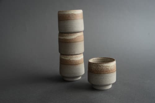 SET OF 4 tea or coffee espresso cup, grey matte edge minimal | Drinkware by Laima Ceramics. Item made of ceramic works with minimalism & rustic style
