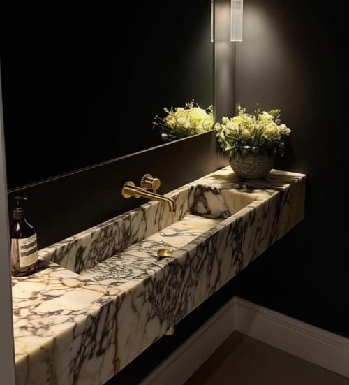 Modern -Minimalist Design Calacatta Viola Marble Sink :A Unique Work of Art for Your Bathroom | Water Fixtures by AYMARBLEDESIGN LLC