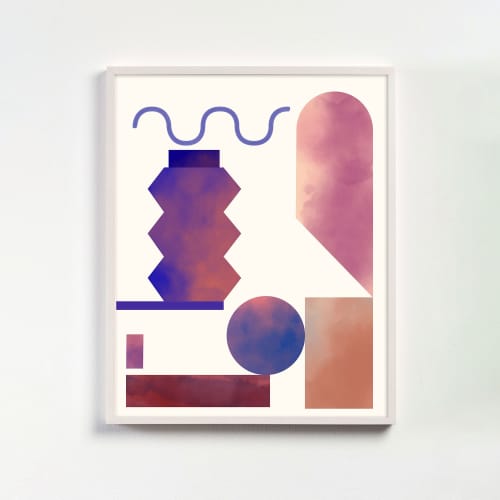 Abstract Modern art with Geometric Shapes, Blush Pink Art | Prints in Paintings by Capricorn Press. Item made of paper works with boho & minimalism style