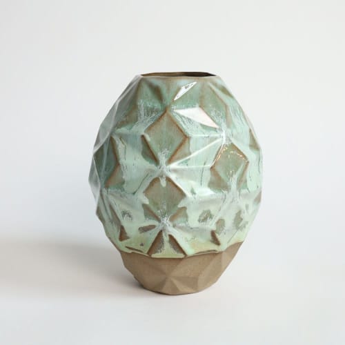 Oblique in Coral Green | Vase in Vases & Vessels by by Alejandra Design. Item composed of ceramic