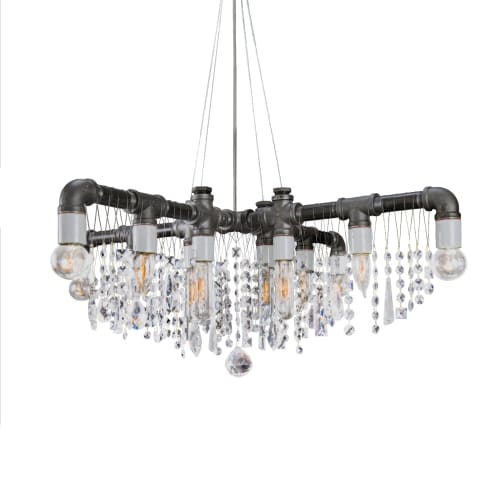 Industrial X-Chandelier | Chandeliers by Michael McHale Designs. Item made of steel & glass