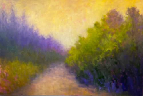 Walking Through The Park | Oil And Acrylic Painting in Paintings by Victoria Veedell. Item made of canvas & synthetic compatible with contemporary style