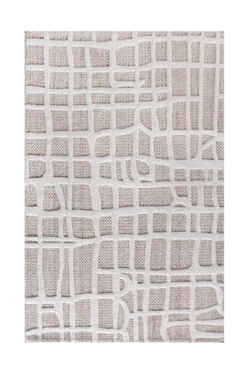 Neutral Wool Area , Handmade Checkered, Beige Ivory Scandinavian Carpet, Modern Rug | Area Rug in Rugs by Swiflo
