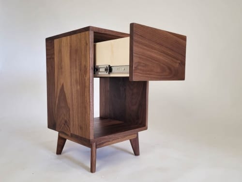 Classic Wood | Nightstand in Storage by Curly Woods. Item composed of oak wood in mid century modern or modern style