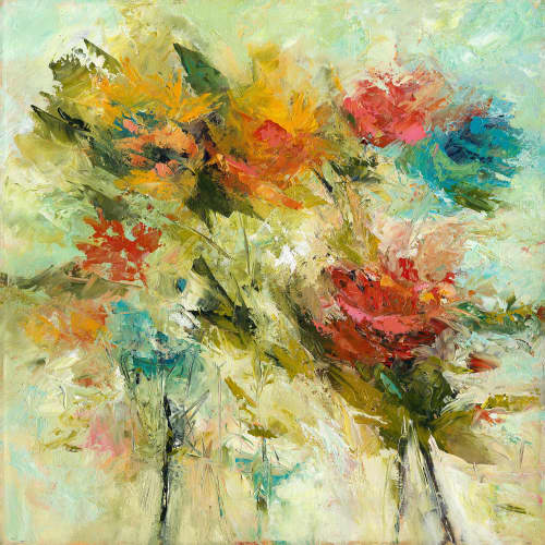 Glory of Spring Abstract Floral Painting on Canvas | Oil And Acrylic Painting in Paintings by Filomena Booth Fine Art. Item composed of canvas in contemporary or modern style