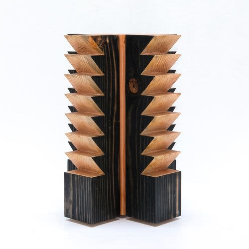 Sawtooth Smoked Tower | Ornament in Decorative Objects by Bradley Duncan Studio | Indie Congress, Ace Hotel Theater DTLA 2019 in Los Angeles. Item composed of wood
