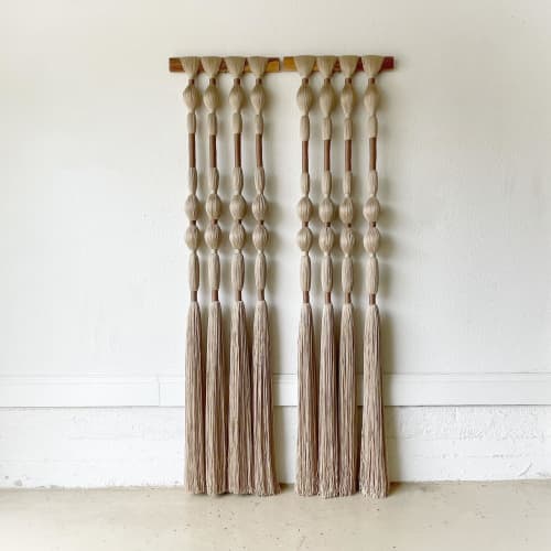 "Long Tassels" No.4 (2 panels) | Tapestry in Wall Hangings by Vita Boheme Studio. Item composed of bamboo and fiber
