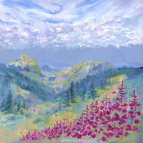 Giclée print of Fireweed on the Mountain | Prints by Jessica Marshall / Library of Marshall Arts. Item made of paper works with country & farmhouse style