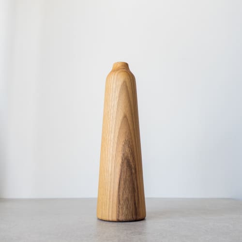 LINE Walnut Massive Wooden Vase - m | Vases & Vessels by Foia. Item composed of walnut in boho or contemporary style