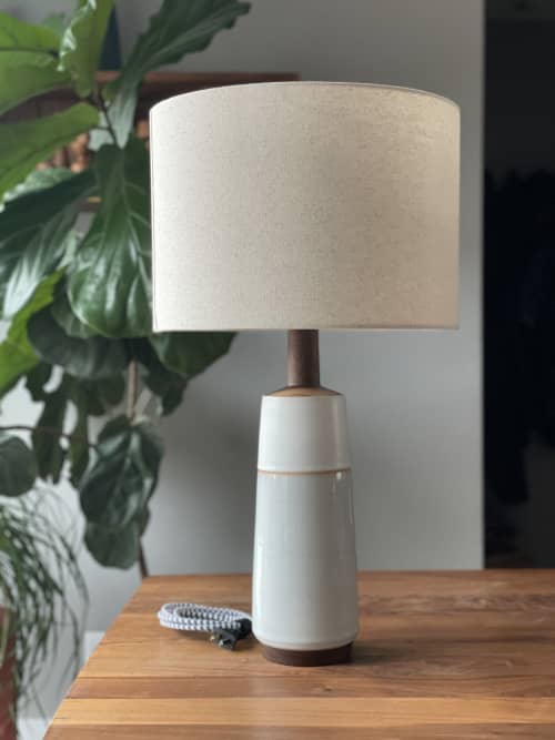 Snowmass Table Lamp | Lamps by Fenway Clayworks | The Way Home in Carbondale. Item composed of walnut & fabric