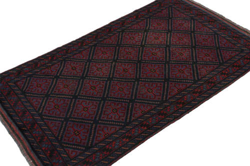 Rug & Kilim’s Afghan Baluch Tribal Rug in Burgundy and Blue | Area Rug in Rugs by Rug and Kilim