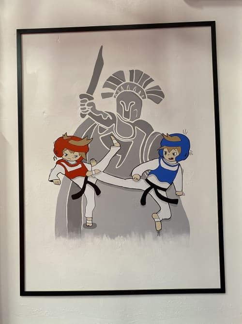 Ready, Set, Fight! | Oil And Acrylic Painting in Paintings by Darin | Walnut Creek in Walnut Creek. Item composed of canvas and synthetic